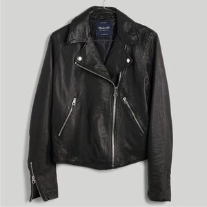 Madewell Black Leather Moto Jacket, size M